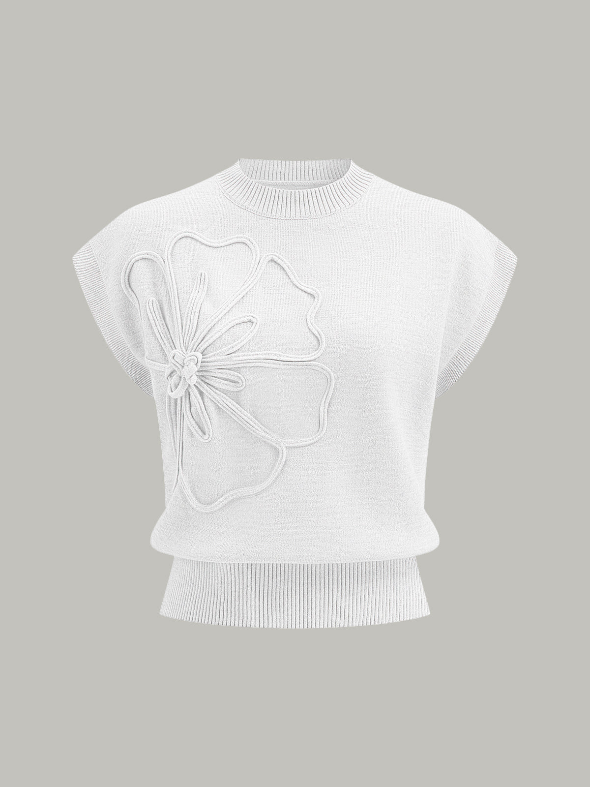 Women's Elegant Cap Sleeve Knitted Top with Ribbed Trims – Soft Stretch Crew Neck Style for Spring and Summer Casual Wear
