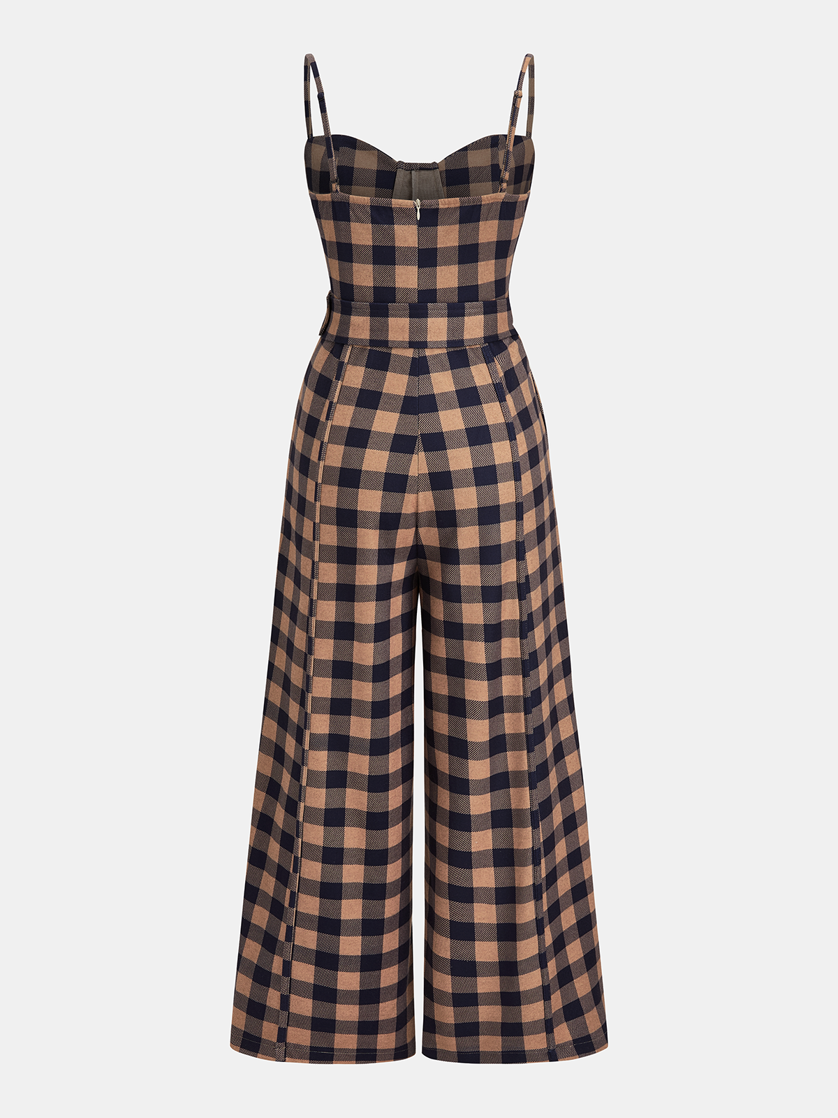 Women's Printed Wide-Leg Jumpsuit with Belted Waist – Elegant Strappy One-Piece for Summer Occasions