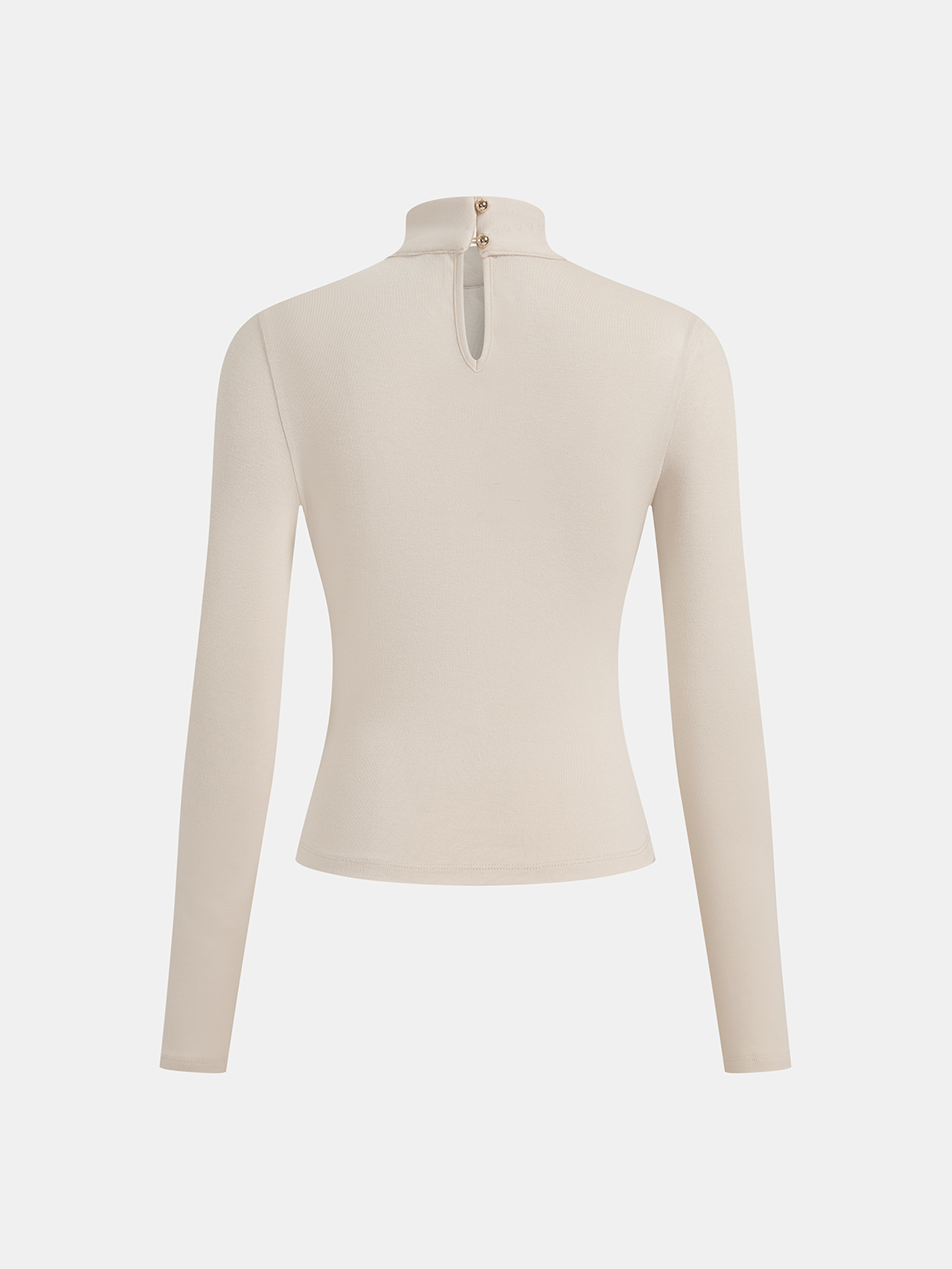 Women’s Long-Sleeved Jersey Top with Neck Tie – Soft Stretch Viscose and Stand Collar for Elegant Everyday Styling