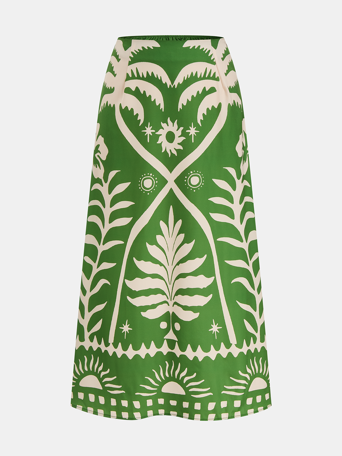 Women's Printed Two-Piece Summer Skirt Set – Square Neck Tie Back Crop Top and Flowing A-Line Midi Skirt for Elegant Holiday Wear