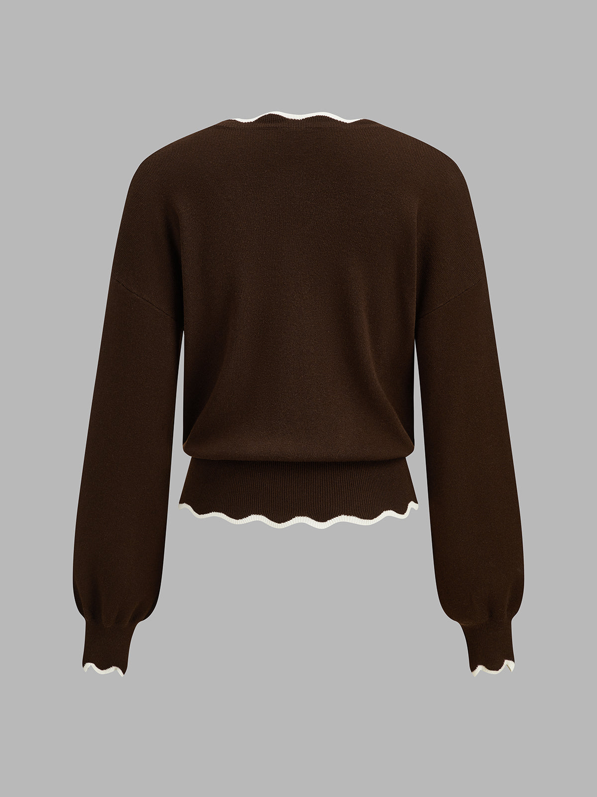 Women's Wool Blend Knit Jumper with Scalloped Trim