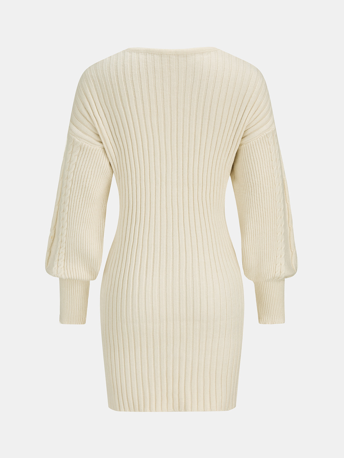 Women's Knit Midi Dress with Puff Sleeves