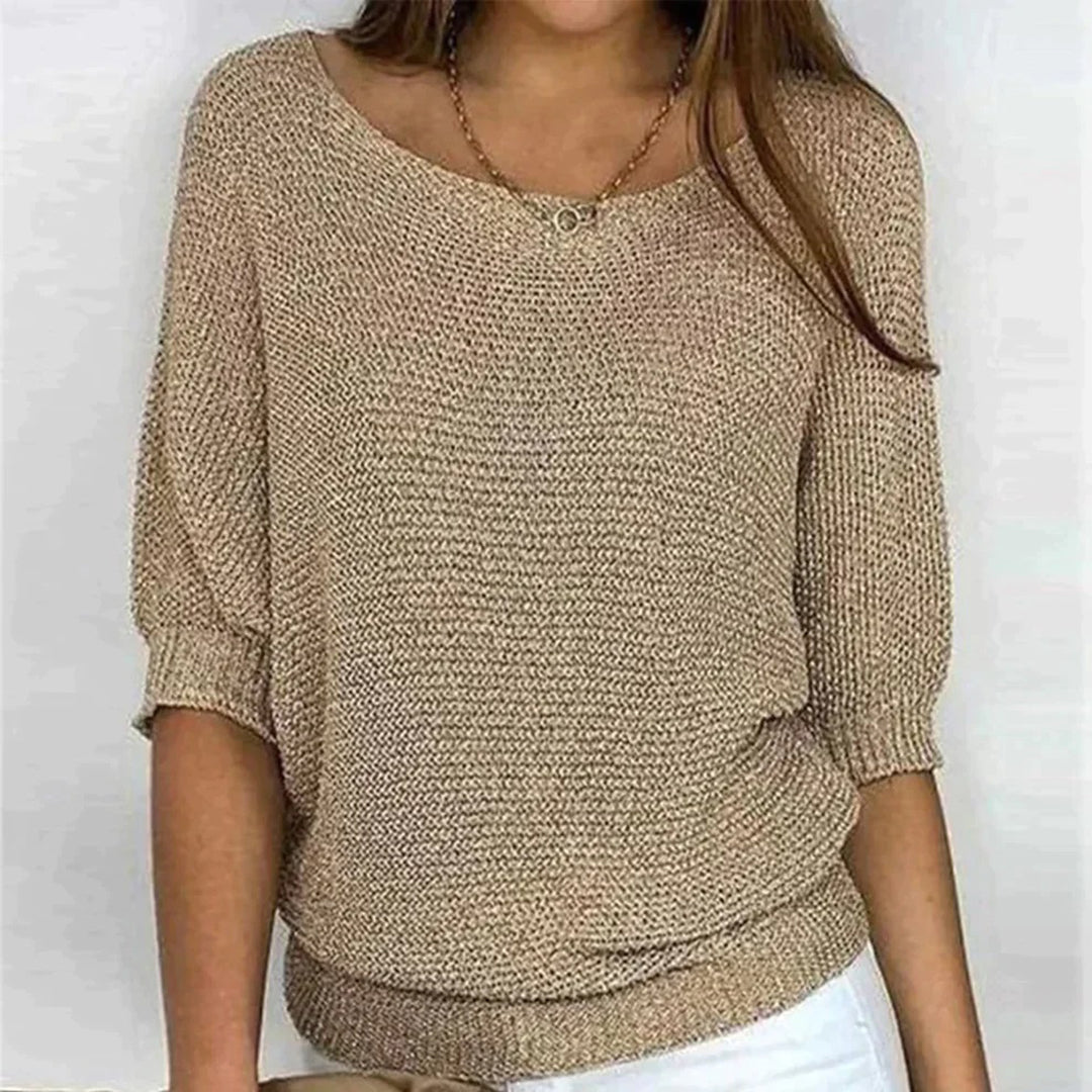 Women's Oversized Crew Neck Jumper with Textured Knit