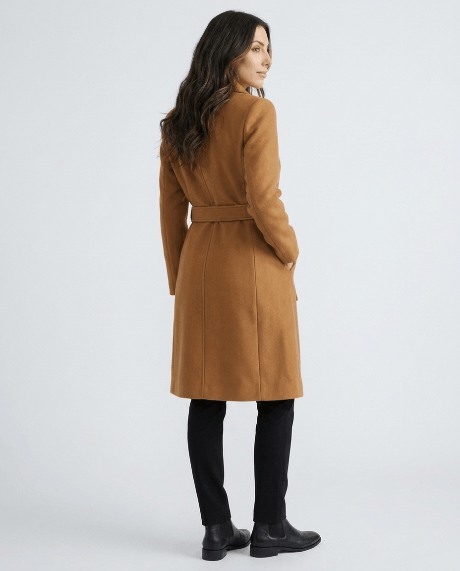 Belted Wool Trench Coat for Women – Tailored Fit, Lapel Collar & Long Sleeves | Lilian