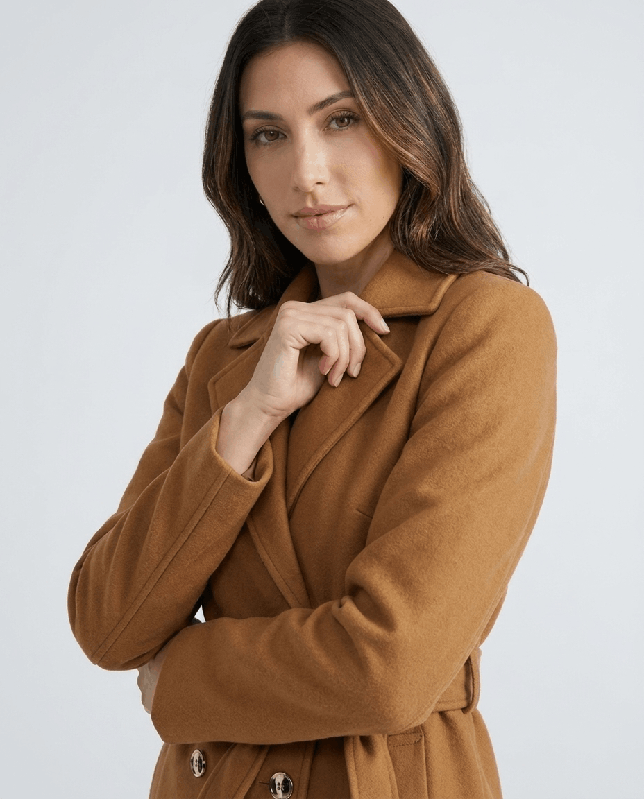 Belted Wool Trench Coat for Women – Tailored Fit, Lapel Collar & Long Sleeves | Lilian
