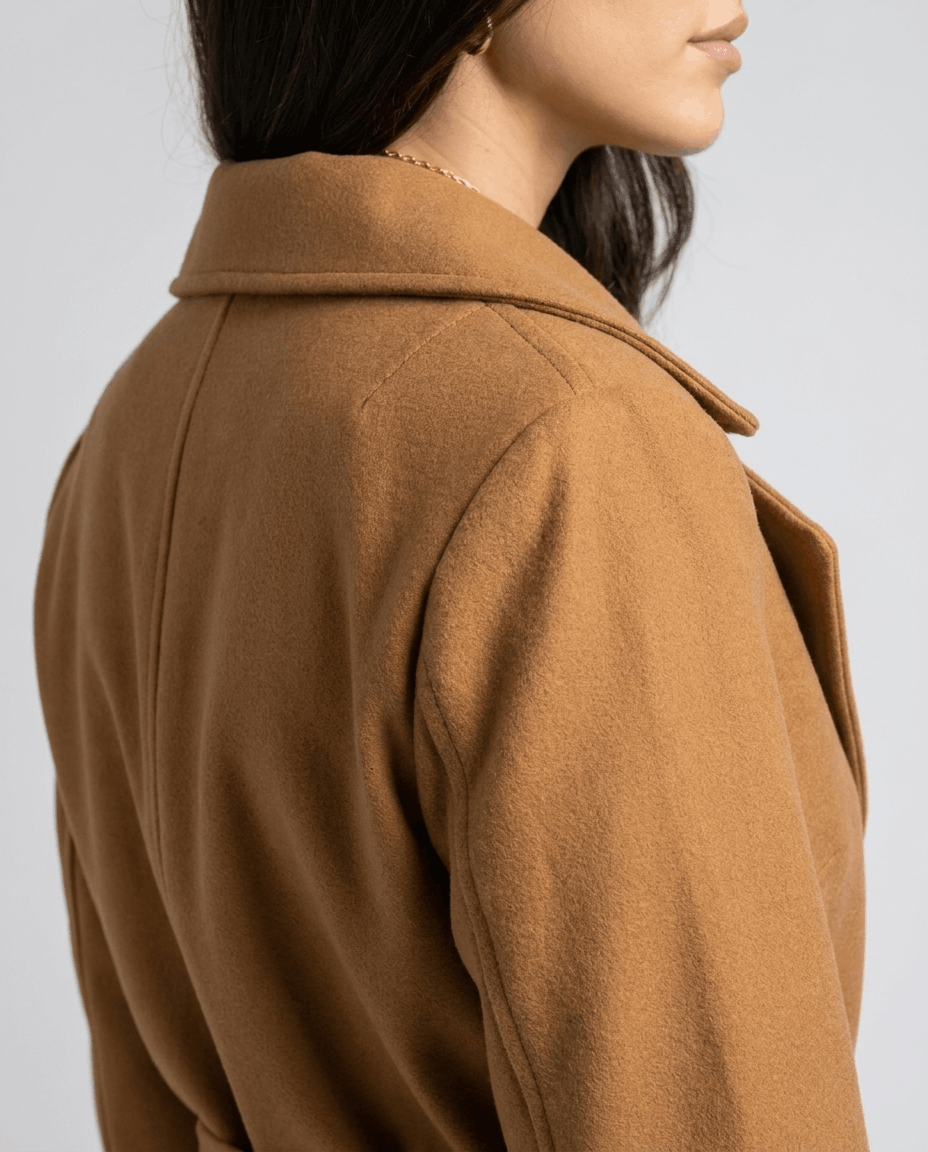Belted Wool Trench Coat for Women – Tailored Fit, Lapel Collar & Long Sleeves | Lilian