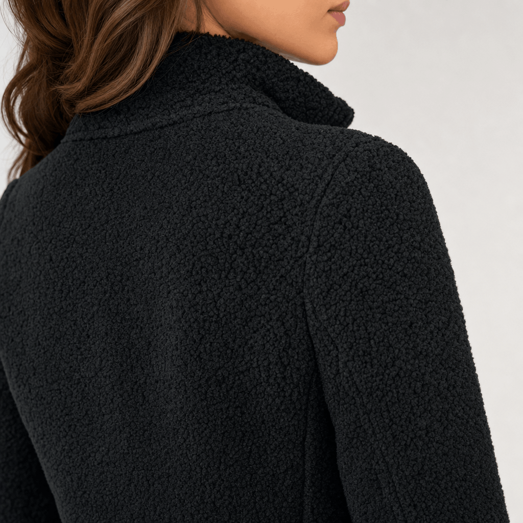 Bettina Full Zip Fleece Jacket – Stand Collar Side Pocket Cuff Tab Panel Seam Outerwear