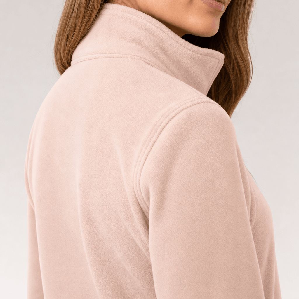 Bettina Full Zip Fleece Jacket – Stand Collar Side Pocket Cuff Tab Panel Seam Outerwear