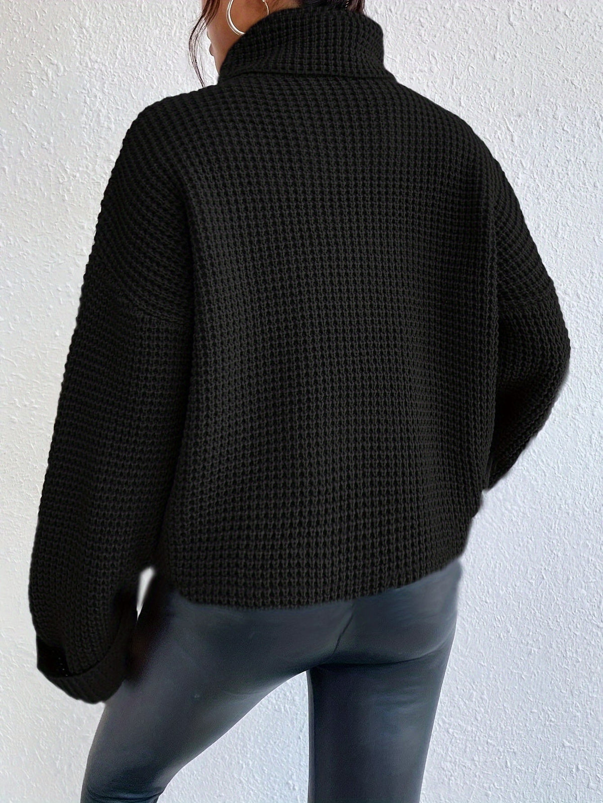 Alessandra-Dawn Waffle Turtleneck Sweater