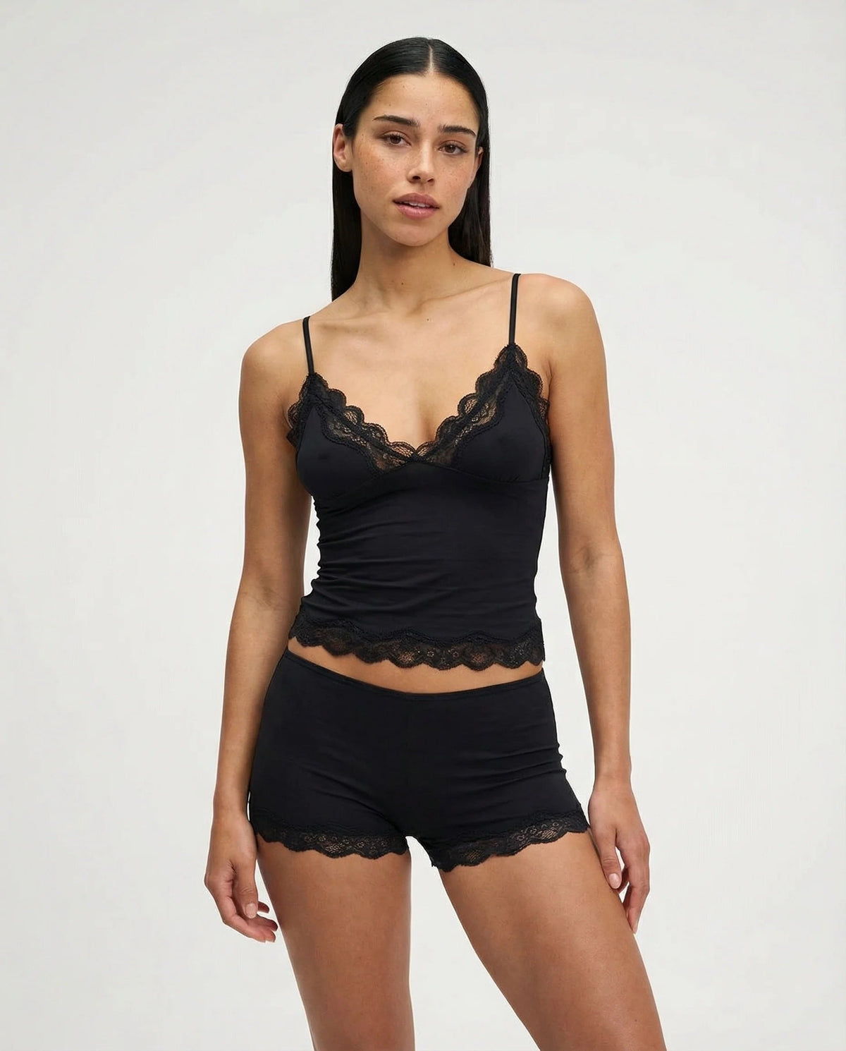 Women's Lace Trim Cami and Shorts Nightwear Set