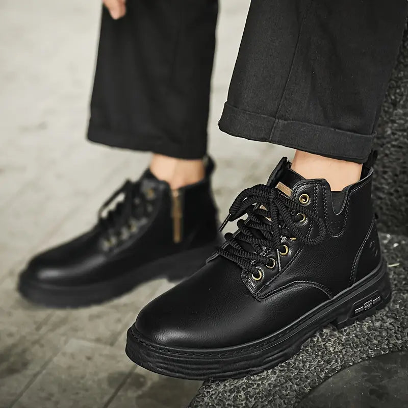 Men’s Lace-Up Ankle Boots with Side Zip