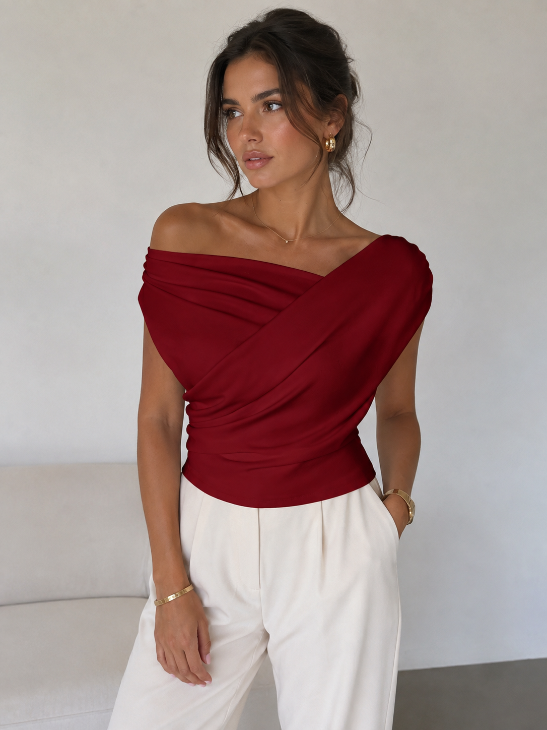 Elin | Draped Off-Shoulder Top