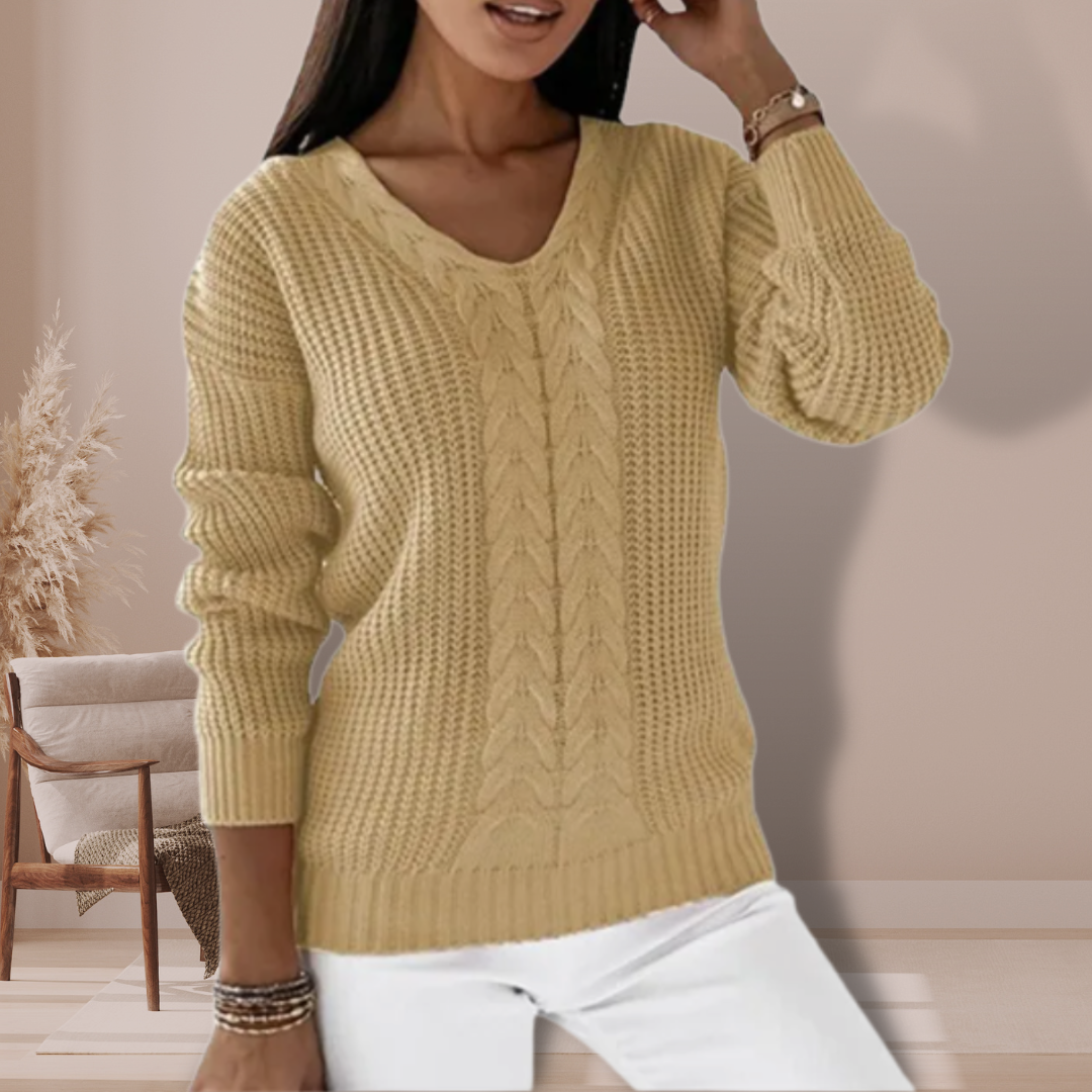 Brisa Center Cable V-Neck Sweater