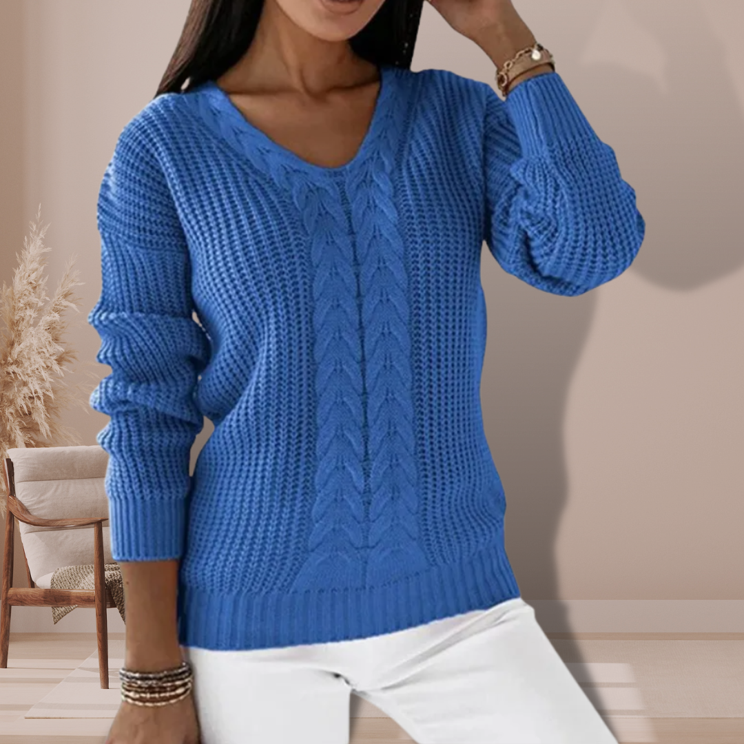 Brisa Center Cable V-Neck Sweater