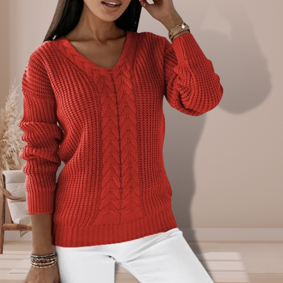 Brisa Center Cable V-Neck Sweater