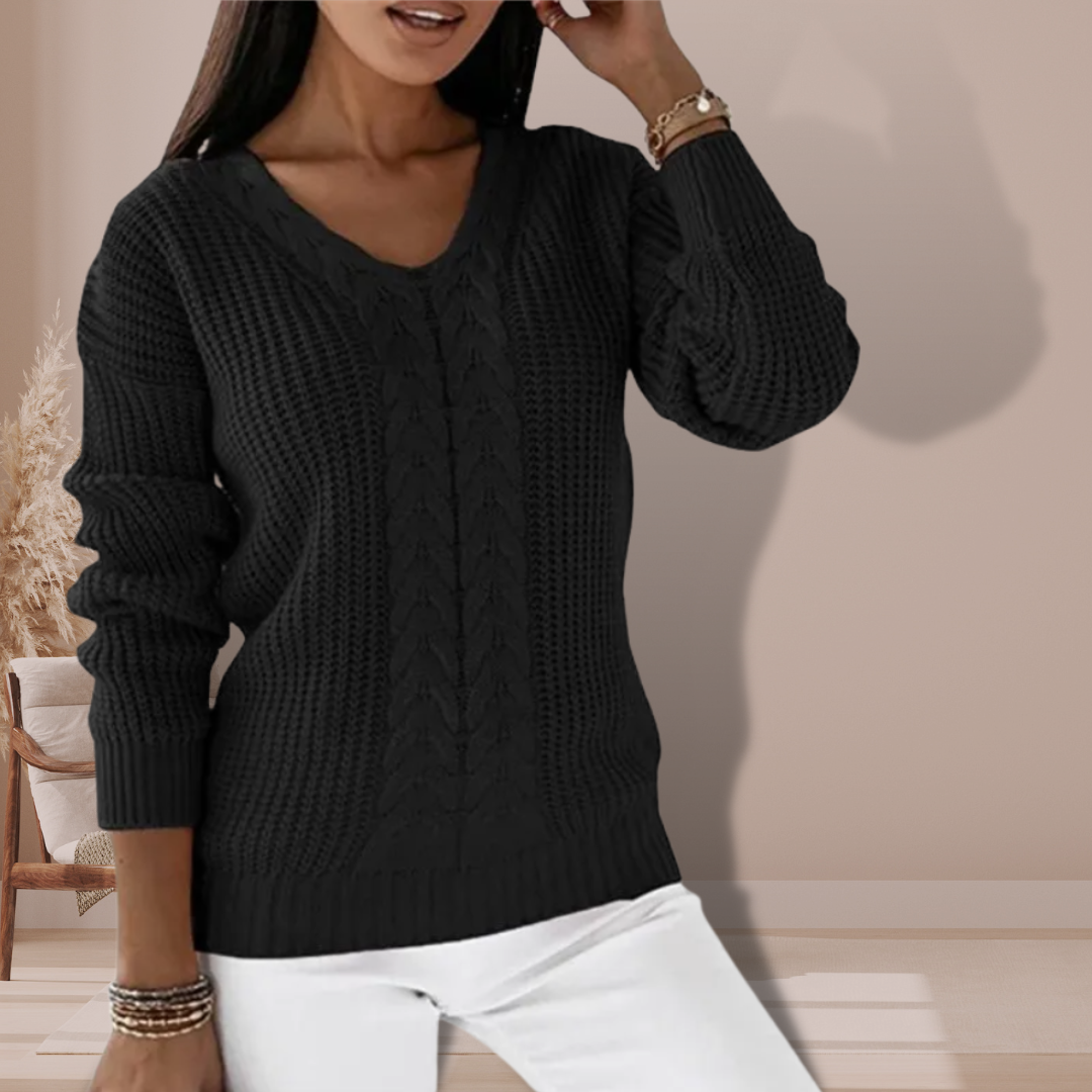 Brisa Center Cable V-Neck Sweater