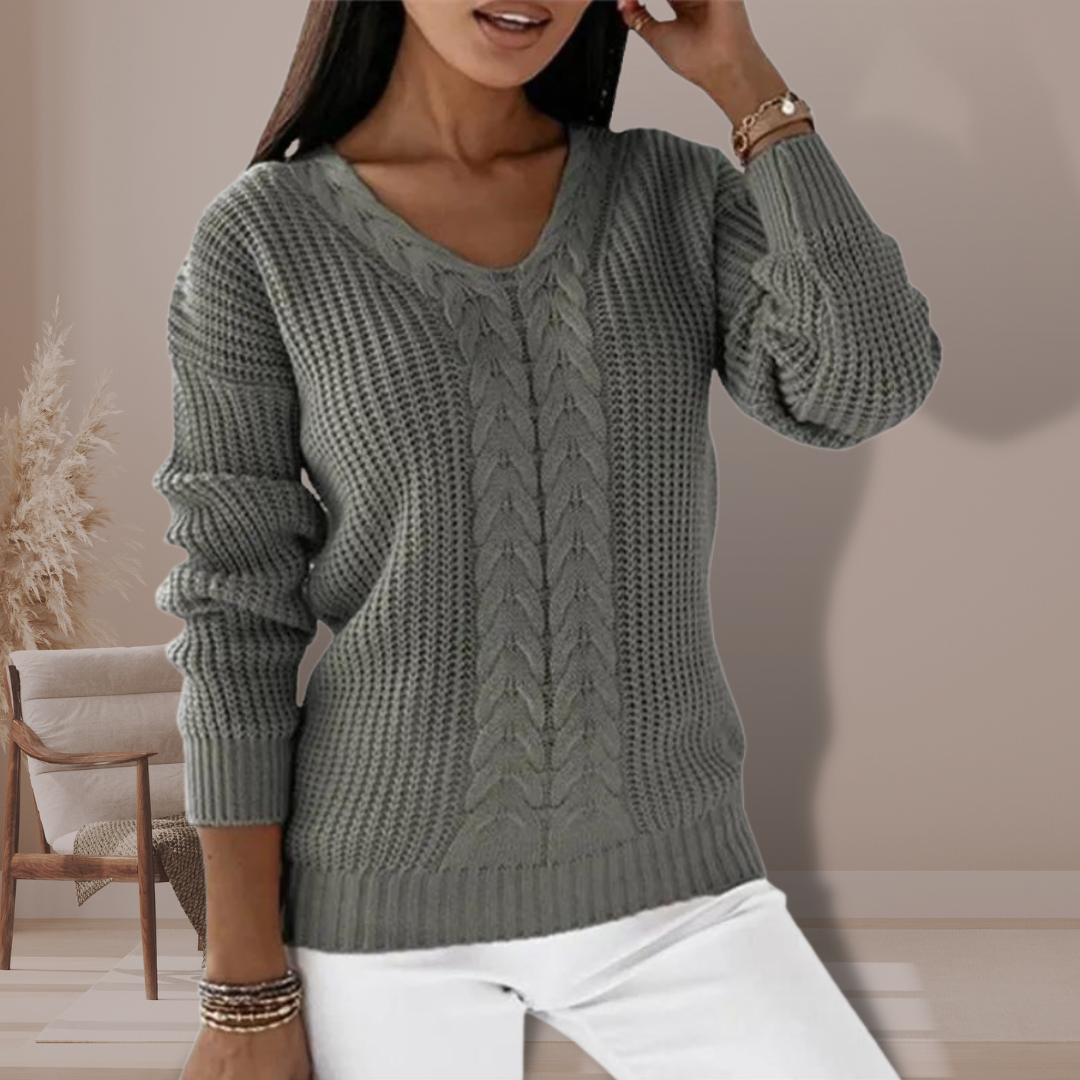 Brisa Center Cable V-Neck Sweater