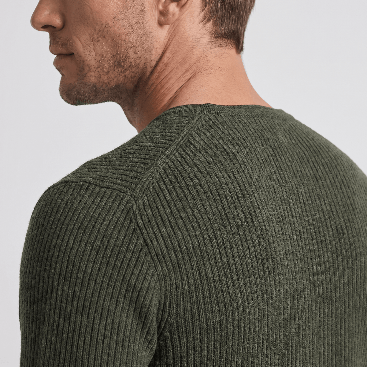 Cairo Button Placket Henley Sweater – Ribbed Knit Regular Fit Long Sleeve Pullover