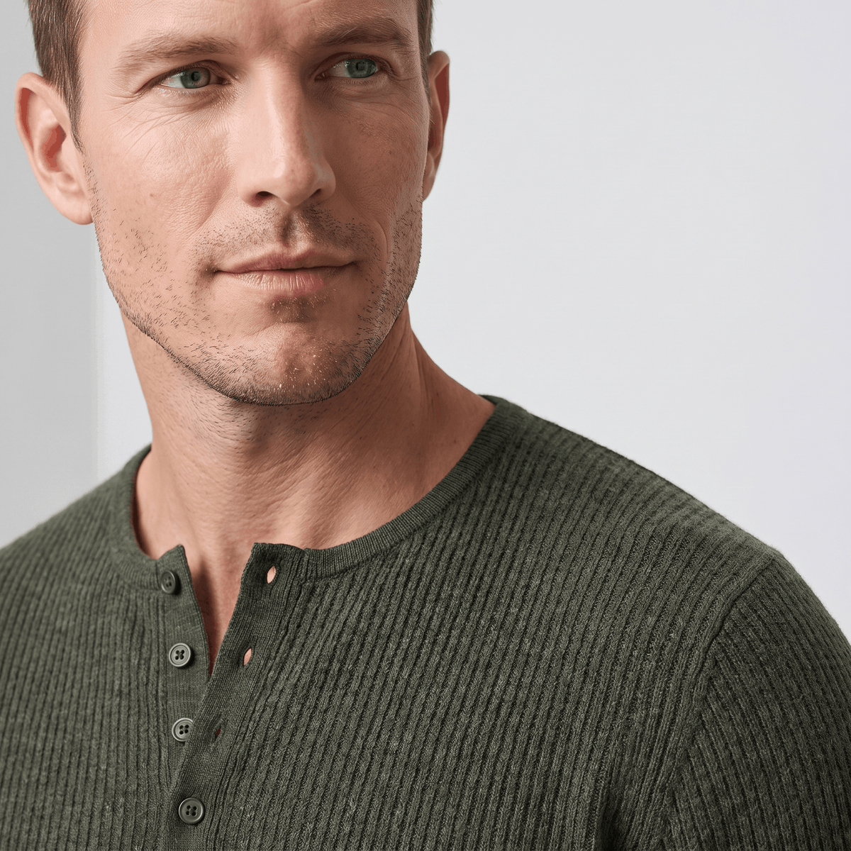 Cairo Button Placket Henley Sweater – Ribbed Knit Regular Fit Long Sleeve Pullover