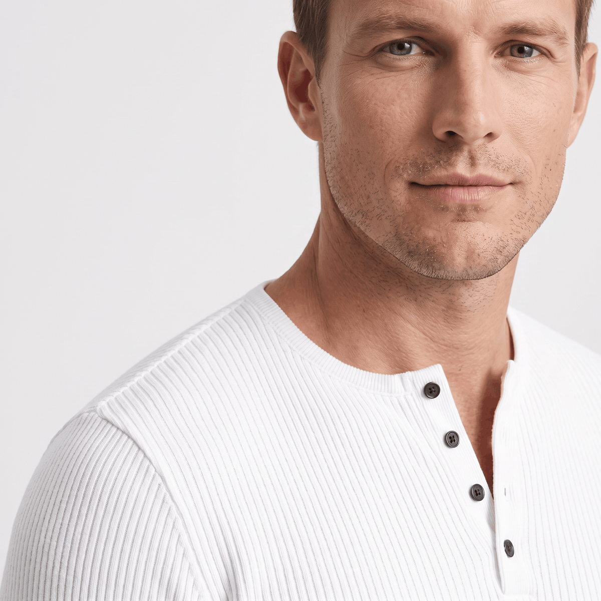 Cairo Button Placket Henley Sweater – Ribbed Knit Regular Fit Long Sleeve Pullover