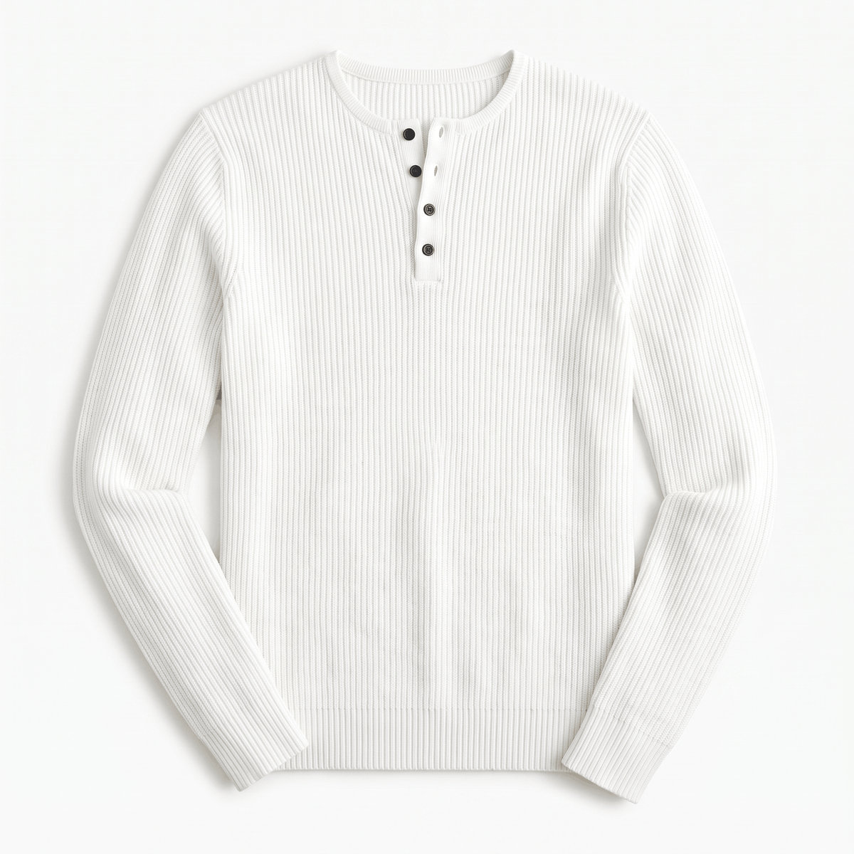 Cairo Button Placket Henley Sweater – Ribbed Knit Regular Fit Long Sleeve Pullover