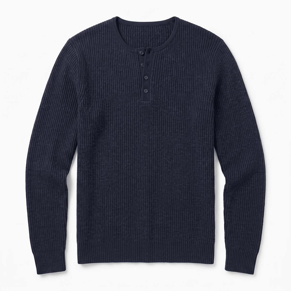 Cairo Button Placket Henley Sweater – Ribbed Knit Regular Fit Long Sleeve Pullover