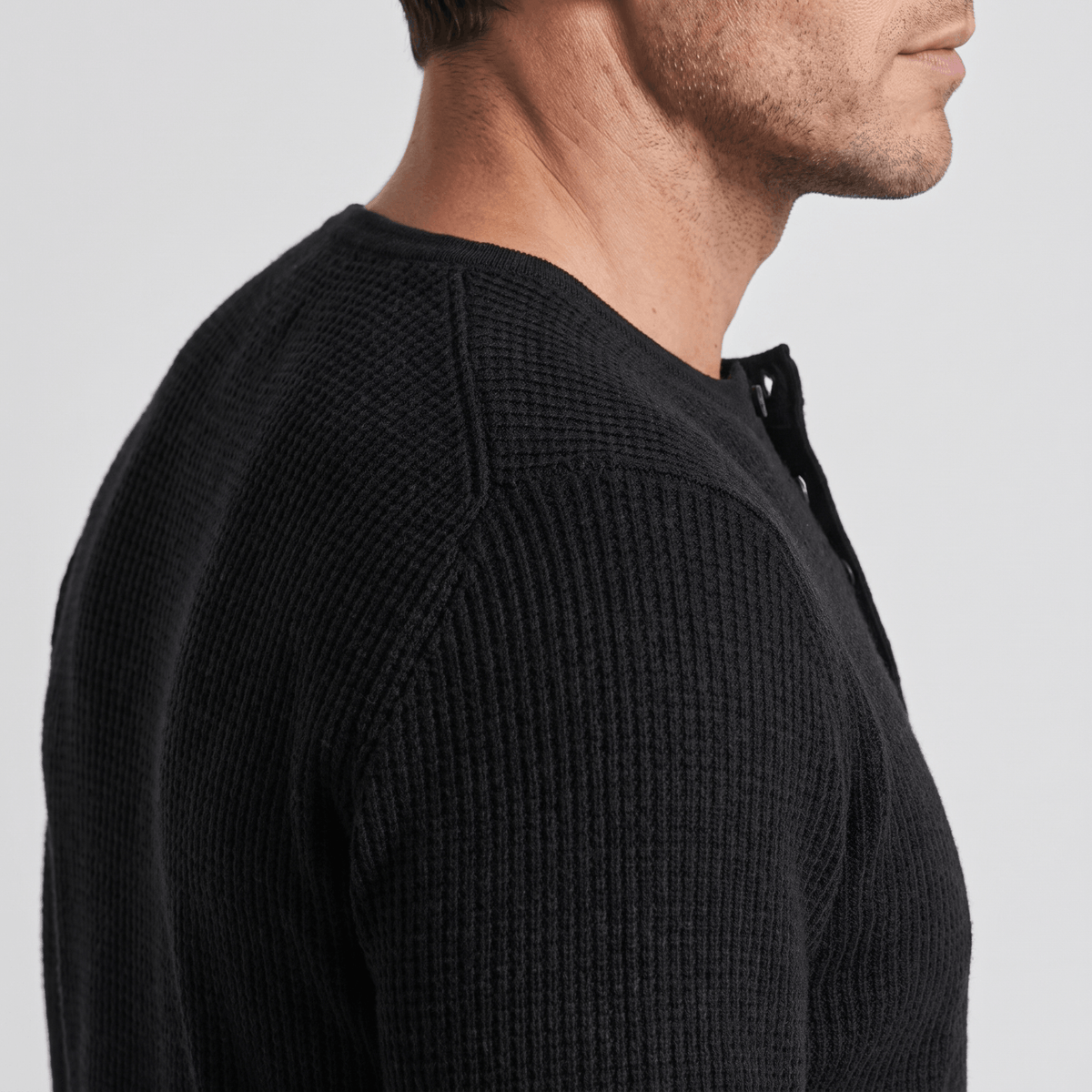 Cairo Button Placket Henley Sweater – Ribbed Knit Regular Fit Long Sleeve Pullover