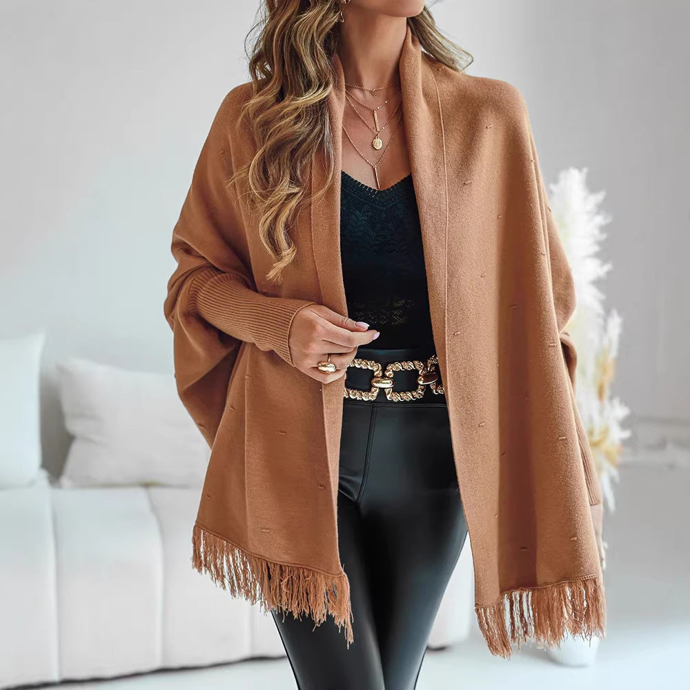 Cadence-Skye Fringe Hem Knit Poncho