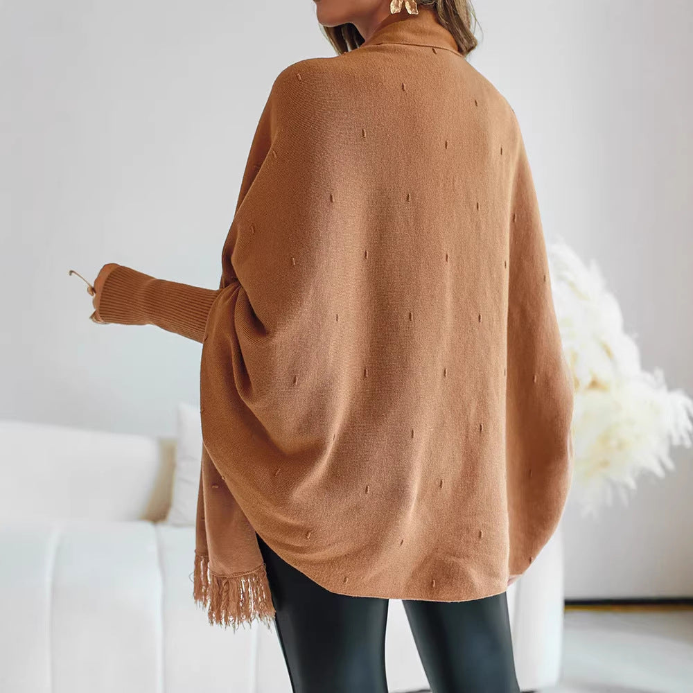Cadence-Skye Fringe Hem Knit Poncho