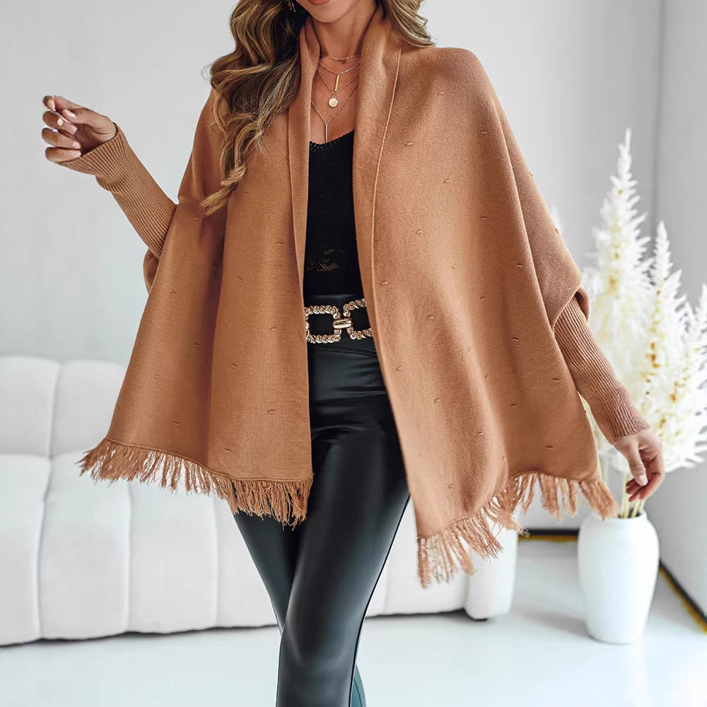 Cadence-Skye Fringe Hem Knit Poncho