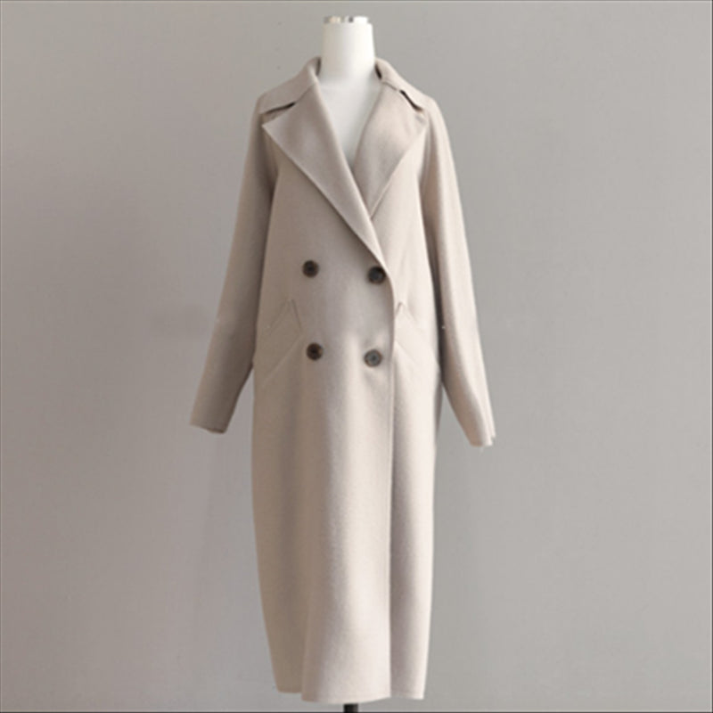 Women's Wool Blend Coat | Double Breasted Long Coat