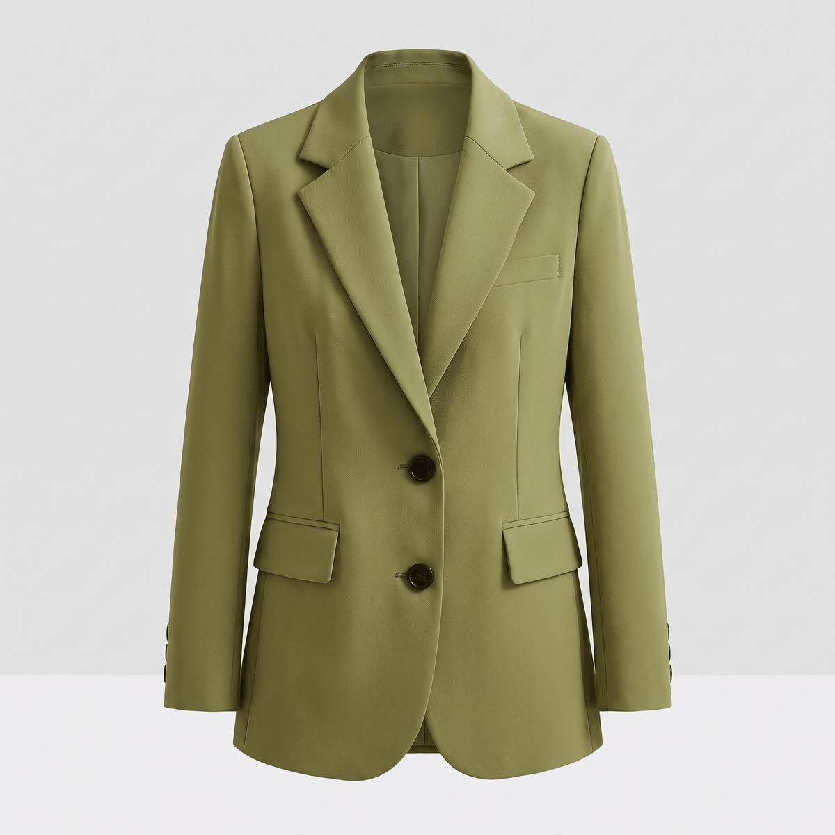 Caterina Tailored Blazer – Notch Lapel Smooth Woven Flap Pocket Single Breasted Suit Jacket