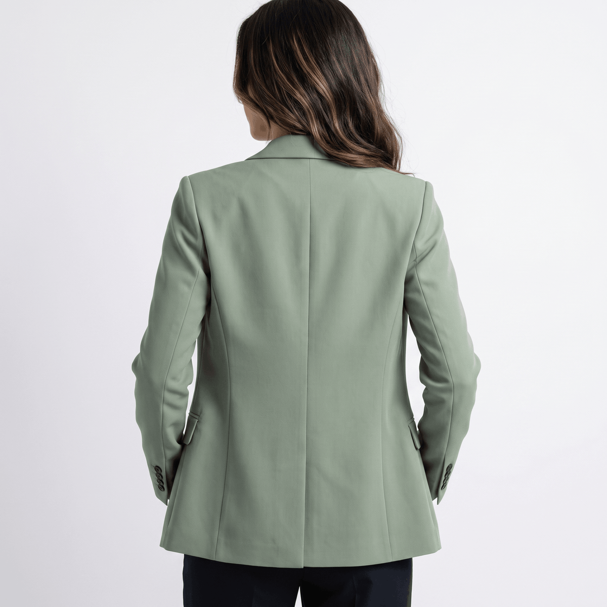 Caterina Tailored Blazer – Notch Lapel Smooth Woven Flap Pocket Single Breasted Suit Jacket