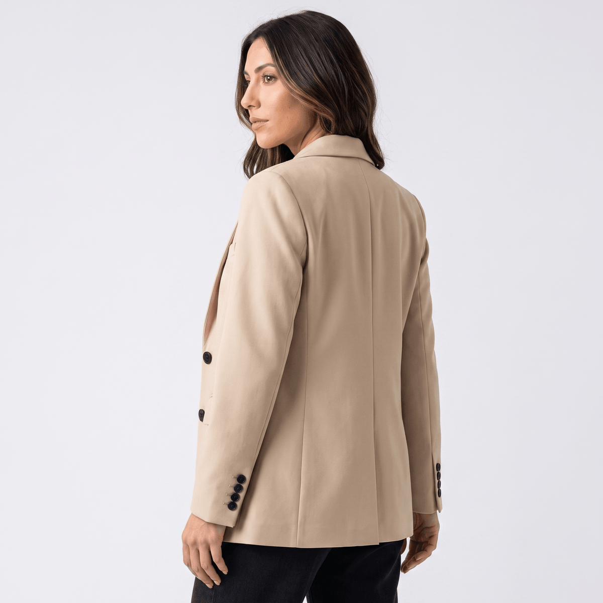 Caterina Tailored Blazer – Notch Lapel Smooth Woven Flap Pocket Single Breasted Suit Jacket