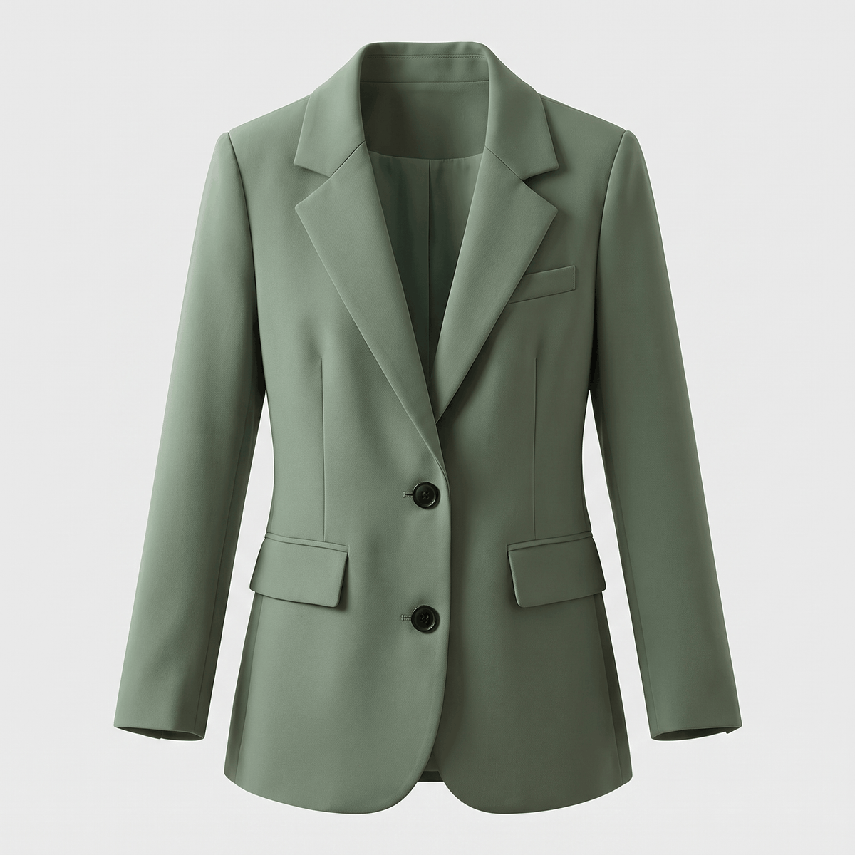 Caterina Tailored Blazer – Notch Lapel Smooth Woven Flap Pocket Single Breasted Suit Jacket