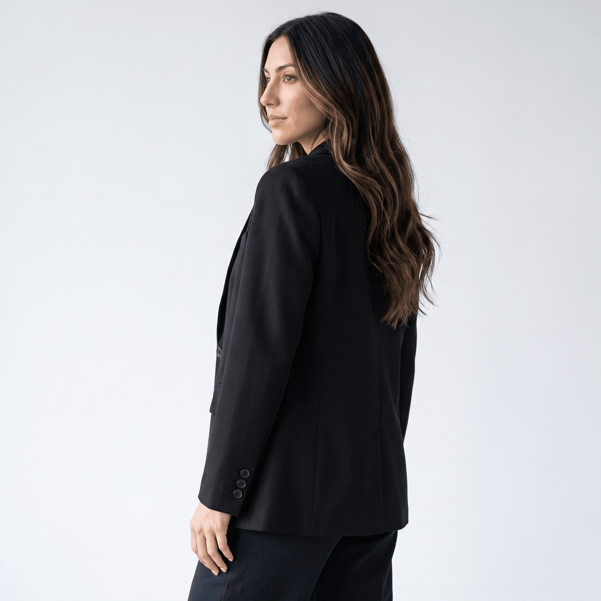 Caterina Tailored Blazer – Notch Lapel Smooth Woven Flap Pocket Single Breasted Suit Jacket