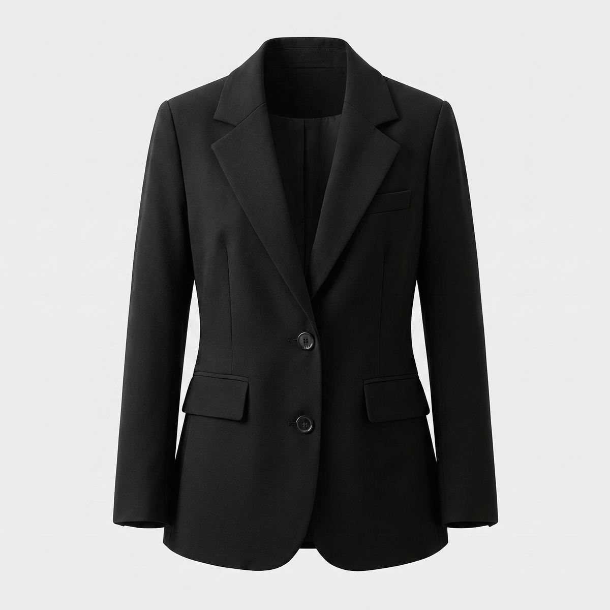 Caterina Tailored Blazer – Notch Lapel Smooth Woven Flap Pocket Single Breasted Suit Jacket