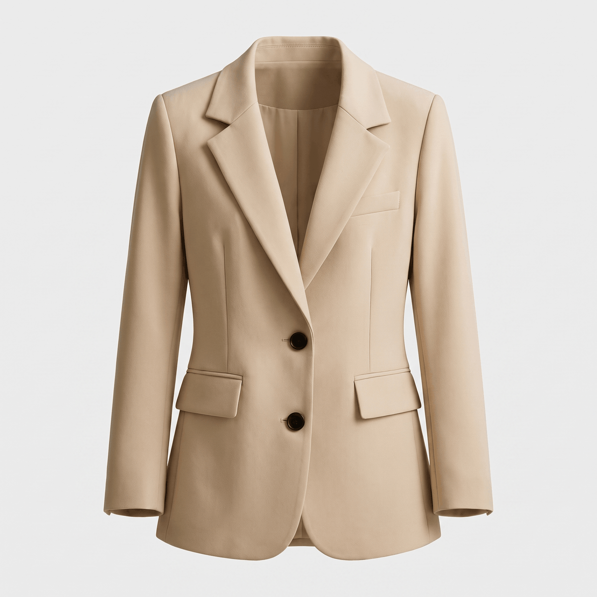 Caterina Tailored Blazer – Notch Lapel Smooth Woven Flap Pocket Single Breasted Suit Jacket