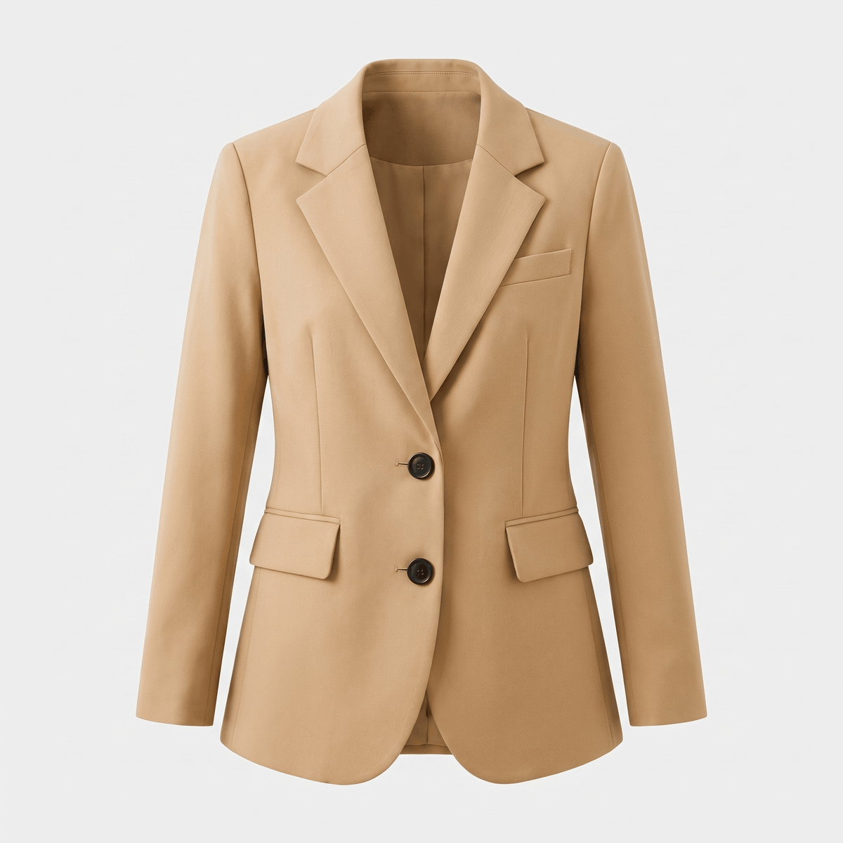 Caterina Tailored Blazer – Notch Lapel Smooth Woven Flap Pocket Single Breasted Suit Jacket