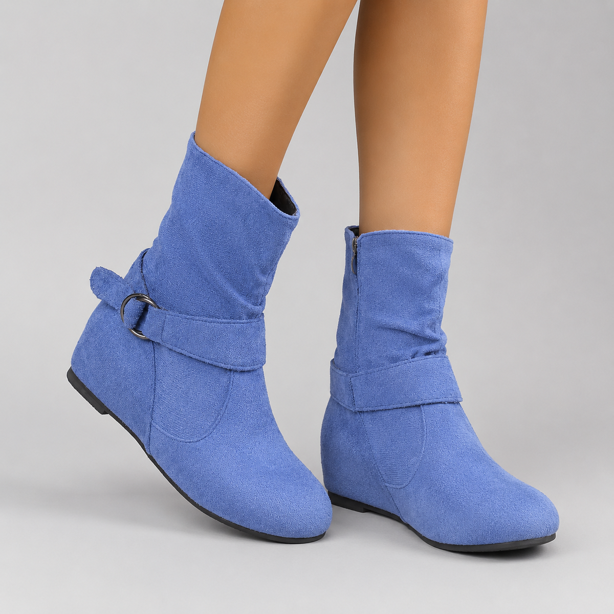 Women's Slouch Ankle Boots | Side Zip Wedge Heel