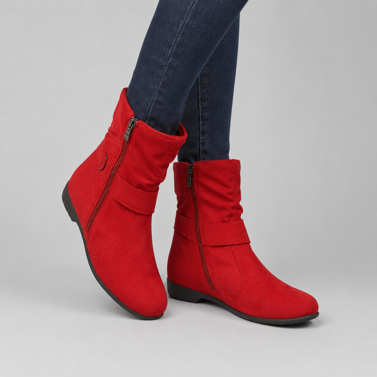 Women's Slouch Ankle Boots | Side Zip Wedge Heel