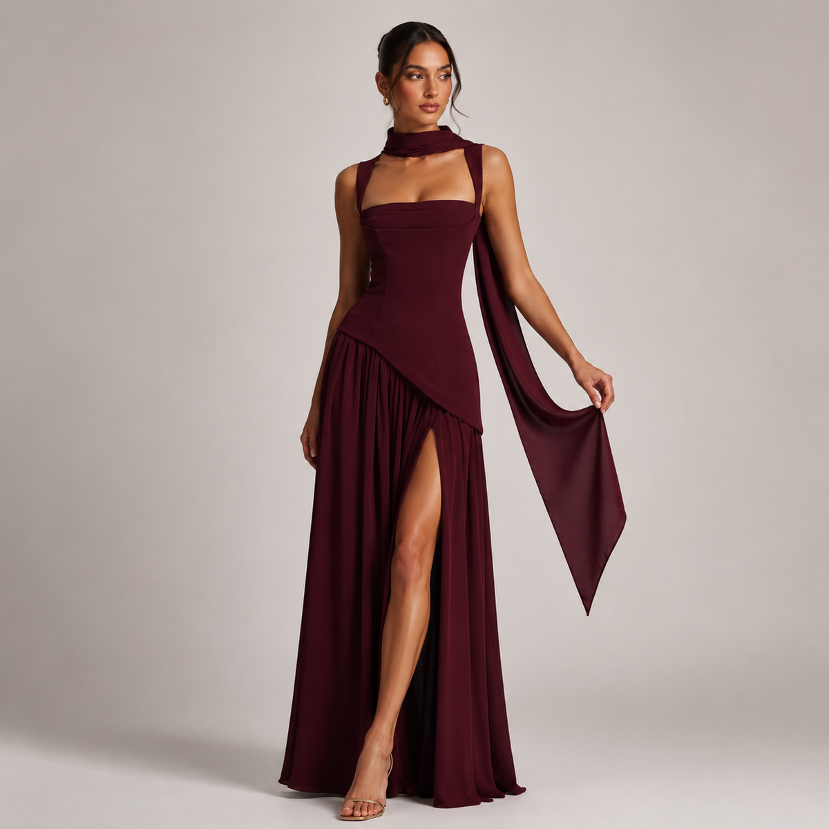 Women's Wedding Guest Maxi Dress with Slit