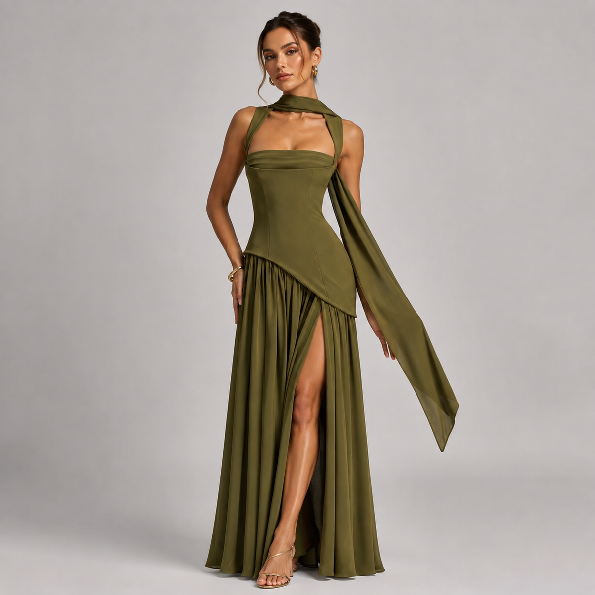 Women's Wedding Guest Maxi Dress with Slit
