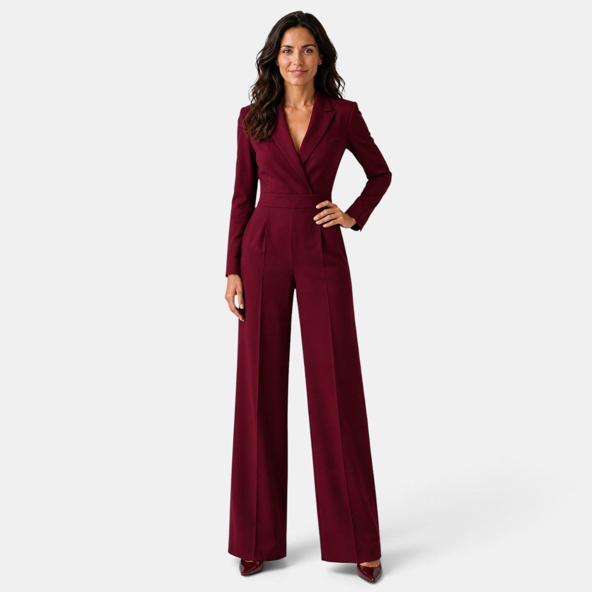 Women’s Tailored Wide-Leg Jumpsuit with Blazer Collar