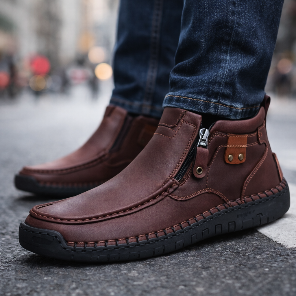 Everett Men's Leather Side Zip Ankle Boots