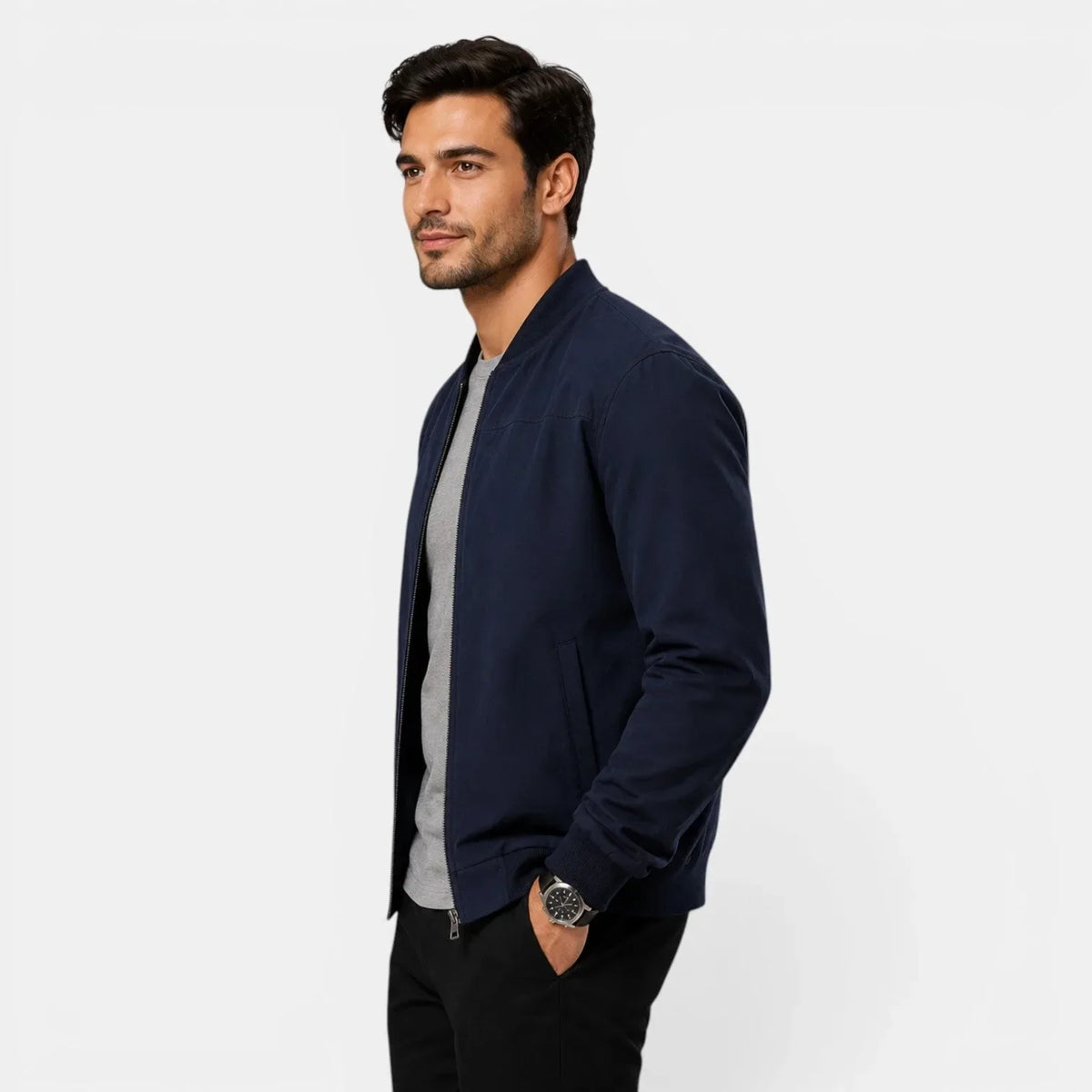 Men's Lightweight Bomber Jacket | Ribbed Casual Outerwear