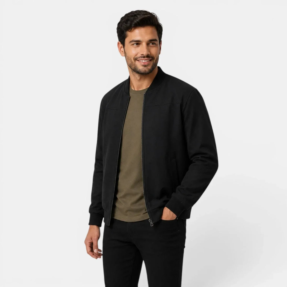 Men's Lightweight Bomber Jacket | Ribbed Casual Outerwear