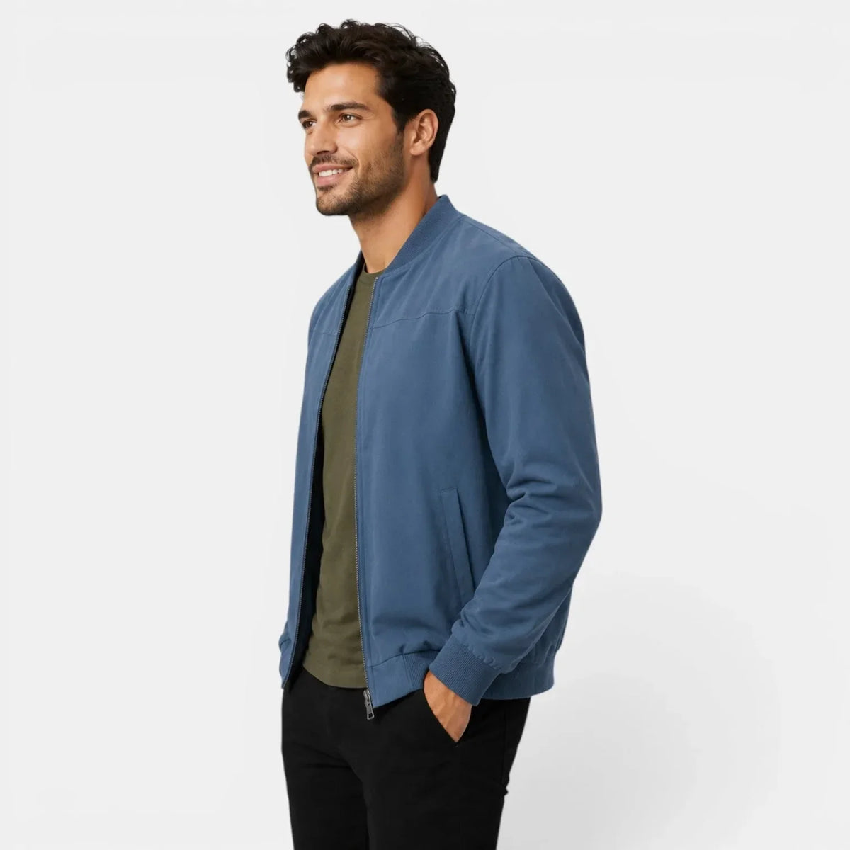 Men's Lightweight Bomber Jacket | Ribbed Casual Outerwear