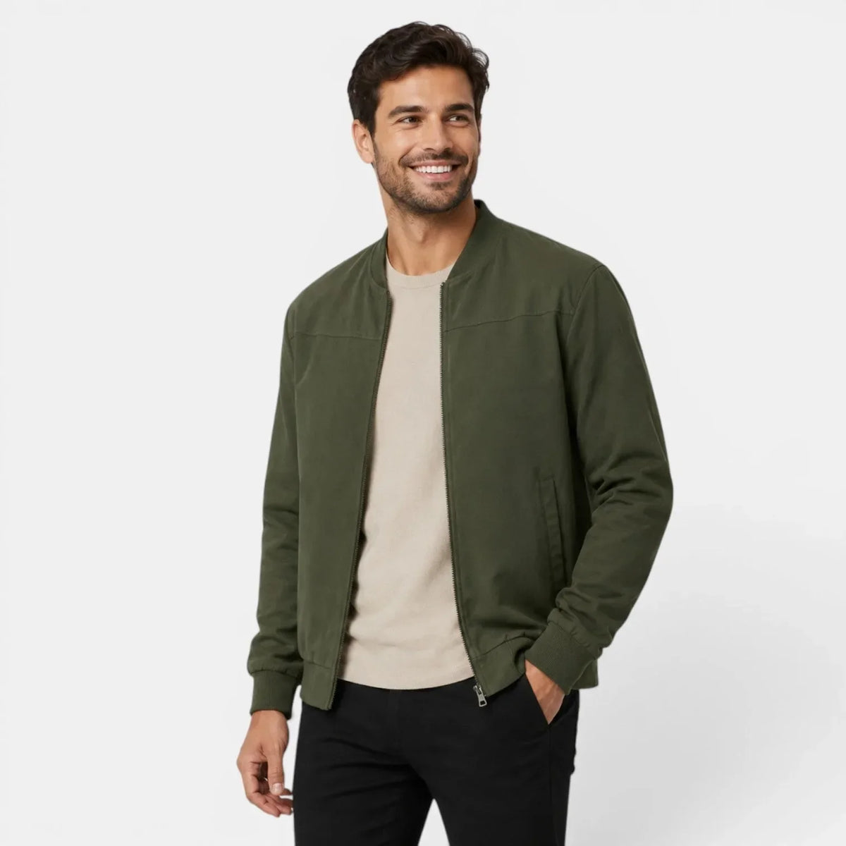 Men's Lightweight Bomber Jacket | Ribbed Casual Outerwear