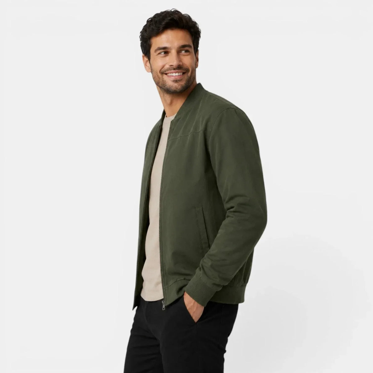 Men's Lightweight Bomber Jacket | Ribbed Casual Outerwear